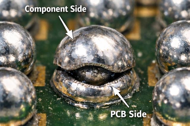 image showing a close up example of a head in pillow solder defect